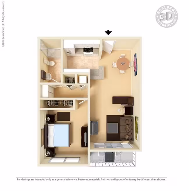 One Bedroom 505 floor plan